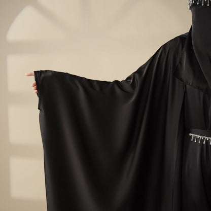 5-Piece Set Butterfly Abaya With Niqab, Loose Full Cover Satin Abaya (MOA019)