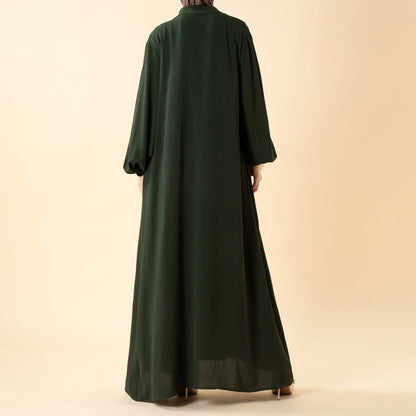 Solid Color Elegant Open Abaya with Pockets | 3-Piece Set Open Abaya (MOA092)